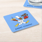 ライトブルーシェフダッキー（アヒルちゃん）カズー紙コースター スクエアペーパーコースター (アングル)