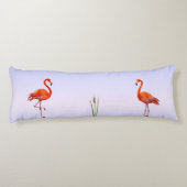 ライトブルーシェードの美しいピンクのフラミンゴ ボディピロー (裏面)