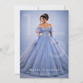 ライトブルーシルバーのフェアリーテールQuinceañera 招待状 (正面)