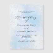 ライトブルーシルバーグリッターラグジュアリー結婚ズ マグネット招待状 (正面)