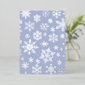 ライトブルーシルバースノーフレークフォイルフラットホリデーカード 箔招待状 (立ち正面)