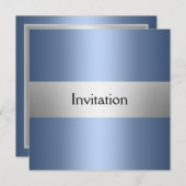 ライトブルーシルバーパーティの招待状 招待状 (正面/裏面)