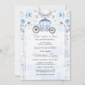 ライトブルーシルバープリンセスキンセアニェラ誕生日 招待状 (正面)