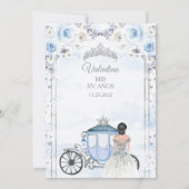 ライトブルーシルバープリンセスキンセアニェラ誕生日 招待状 (裏面)