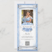 ライトブルーシルバー誕生日スクロール招待状カード 招待状 (裏面)