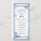 ライトブルーシルバー誕生日スクロール招待状カード 招待状 (正面)