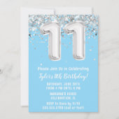 ライトブルーシルバー11thバースデーパーティー 招待状 (正面)