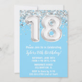 ライトブルーシルバー18thバースデーパーティー 招待状 (正面)