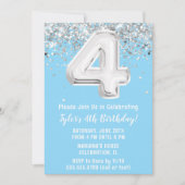 ライトブルーシルバー4th誕生日パーティー 招待状 (正面)