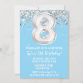ライトブルーシルバー8thバースデーパーティー 招待状 (正面)