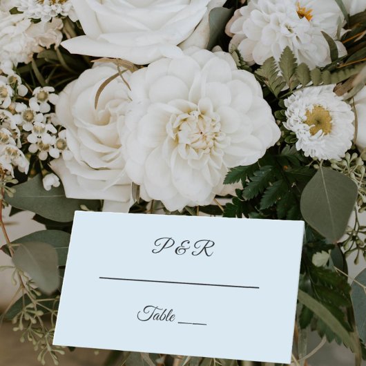 ライトブルーシンプルのスタイル化スクリプ結婚ト プレイスカード