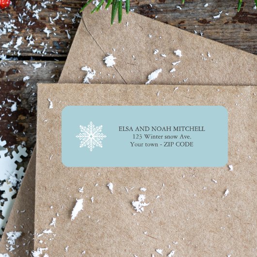 ライトブルーシンプルのスノーフレーク冬の家族のアドレス ラベル