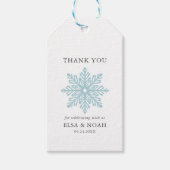 ライトブルーシンプルのスノーフレーク結婚の感謝 ギフトタグ (正面)