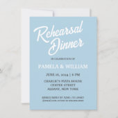 ライトブルーシンプルスタイル結婚のリハーサルディナー 招待状 (正面)