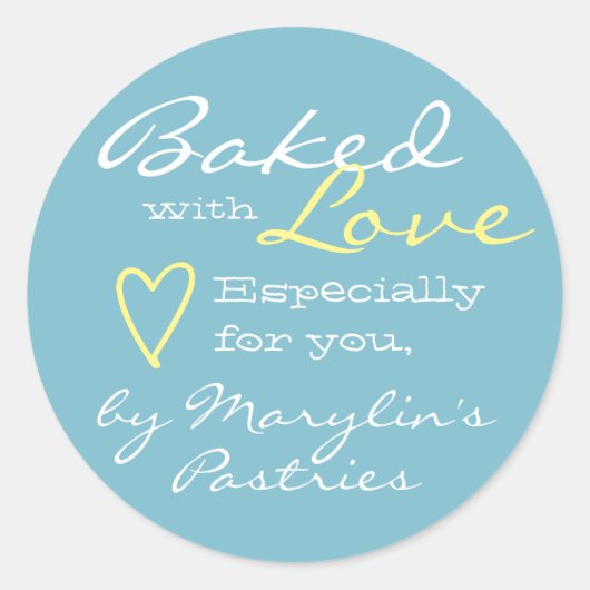 ライトブルーシンプルハートパステル ラウンドシール (正面)