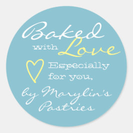 ライトブルーシンプルハートパステル ラウンドシール