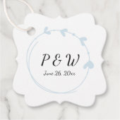 ライトブルーシンプルハートリースモノグラム結婚ズ フェイバータグ (正面)