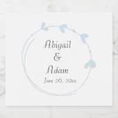 ライトブルーシンプルハート結婚リース スパークリングワインラベル (シングルラベル)