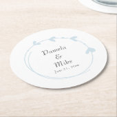 ライトブルーシンプルハート結婚リース ペーパーコースター (アングル)