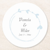 ライトブルーシンプルハート結婚リース ペーパーコースター (正面)
