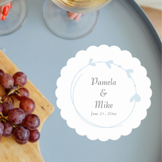 ライトブルーシンプルハート結婚リース ペーパーコースター