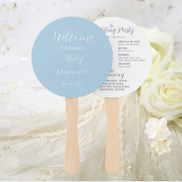 ライトブルーシンプル結婚式プログラム ハンドファン