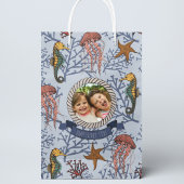 ライトブルーシーホースセレネカスタムード文字写真 ミディアムペーパーバッグ