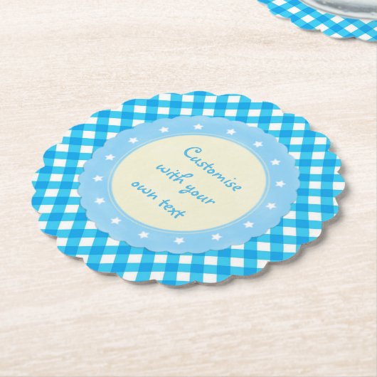 ライトブルージンガムファンシーカスタム文字 ペーパーコースター (アングル)