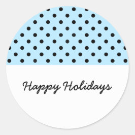 ライトブルースウィート水玉模様ホリデーステッカー ラウンドシール