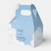 ライトブルースカイウォーターカラー結婚式の引き出物ボックス フェイバーボックス (裏面サイド)