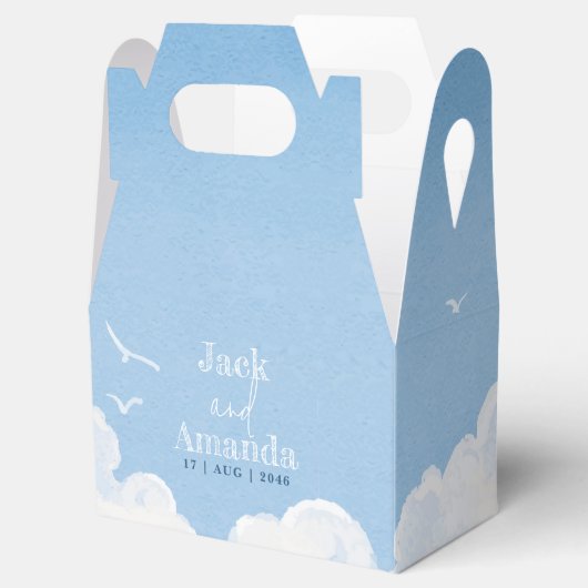 ライトブルースカイウォーターカラー結婚式の引き出物ボックス フェイバーボックス (オープン)