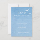 ライトブルースカイウォーターカラー結婚式招待状RSVP 出欠カード (正面)