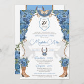 ライトブルースカイフローラウエスタンチャロキンセニェラ 招待状 (正面/裏面)