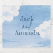 ライトブルースカイ結婚ズのワインボトルシール&ラベル スパークリングワインラベル (シングルラベル)