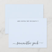 ライトブルースタイリッシュスクリプエレガントト最小値 ノートカード (正面/裏面)