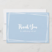 ライトブルースタイリッシュスクリプトジオメトリックフレーム結婚ズ サンキューカード (正面)