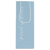 ライトブルースタイル化スクリプトメイド・オブ・オーナー(花嫁付き添い人) ワインギフトバッグ (正面)