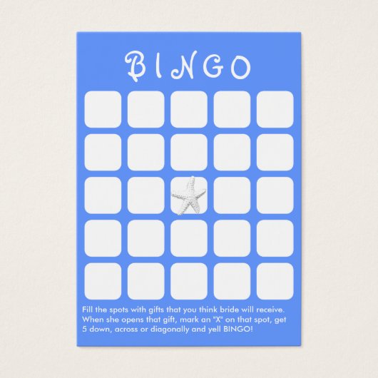 ライトブルースターフィッシュ5x5ブライダルシャワービンゴカード (正面)