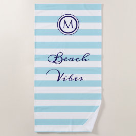 ライトブルーストライプのとホワイトコーストシ航海のック ビーチタオル