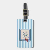 ライトブルーストライプのアンコールモノグラム ラゲッジタグ (正面縦)