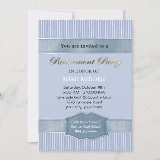 ライトブルーストライプパーティの招待状 招待状 (正面)