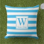 ライトブルーストライプモノグラム アウトドアクッション (芝生)