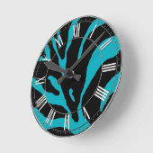 ライトブルーゼブラストライプアニマルプリント ラウンド壁時計 (傾斜)