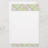 ライトブルーソフトグリーン赤面ピンクプレイドパターン 便箋 (正面/裏面)