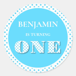 ライトブルーターニングワン水玉模様 ラウンドシール