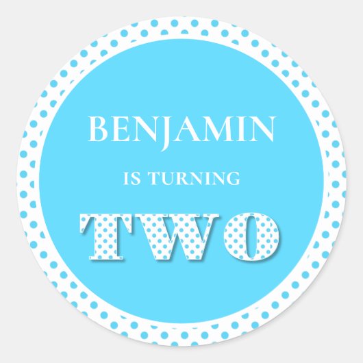 ライトブルーターニング2水玉模様 ラウンドシール (正面)