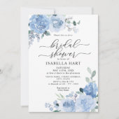 ライトブルーダスティボタニカルフローラブライダルシャワー 招待状 (正面)