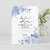 ライトブルーダスティボタニカルフローラブライダルシャワー 招待状 (スタンド正面)