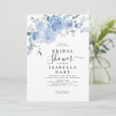 ライトブルーダスティーブルーフローラパステルブライダルシャワー 招待状 (スタンド正面)