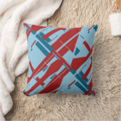 ライトブルーダークレッド対角抽象デザイン クッション (ブランケット)